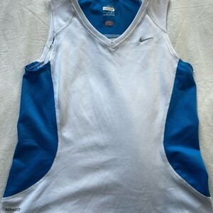 Nike White and Blue Sports Tank